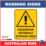 Warning Sign - WS035 - HAZARDOUS MATERIALS STORAGE AREA